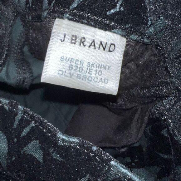 J Brand, Olive Brocade 620 Super Skinny Jean Patterned Burnout Velvet Women’s 24 - Picture 9 of 16